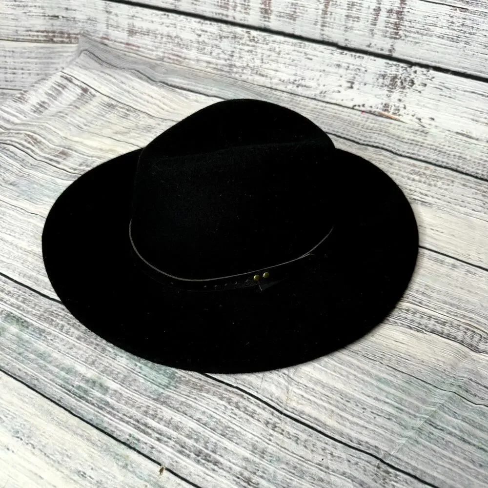 Chicos 100% Wool Hat with leather Band Black OS - Picture 1 of 3